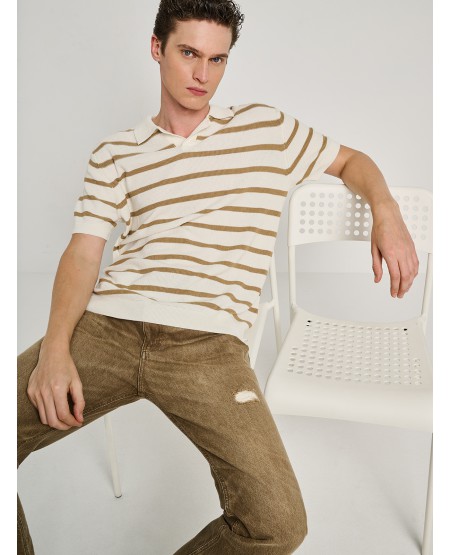 STAFF JEANS Abbot Ανδρικό Πλεκτό Ριγέ Πόλο 64-205.055