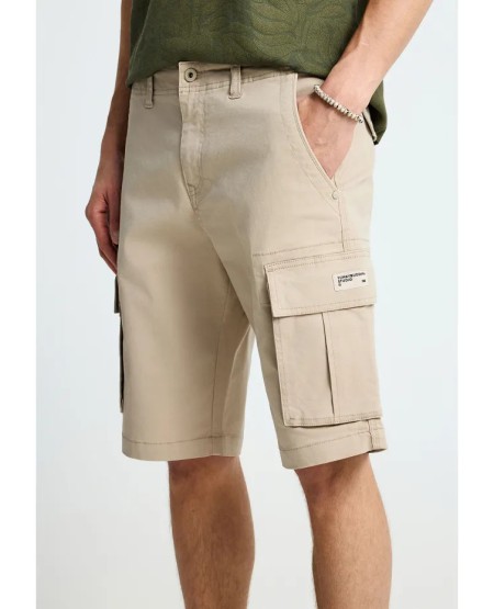 FUNKY BUDDHA  Ανδρική cargo βερμούδα FBM013-002-03 GREIGE