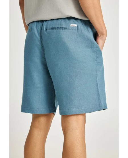 FUNKY BUDDHA Ανδρική λινή chino βερμούδα FBM013-009-03 INDIGO