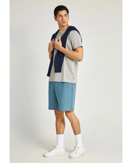 FUNKY BUDDHA Ανδρική λινή chino βερμούδα FBM013-009-03 INDIGO