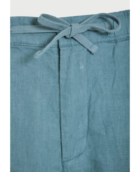 FUNKY BUDDHA Ανδρική λινή chino βερμούδα FBM013-009-03 INDIGO