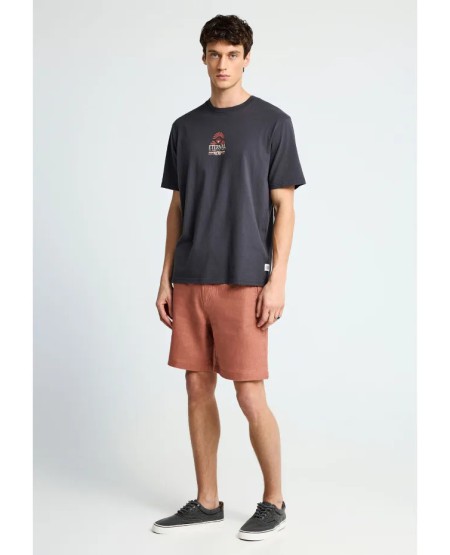 FUNKY BUDDHA Ανδρική λινή chino βερμούδα FBM013-009-03 COPPER BROWN