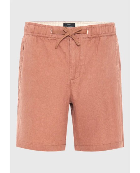 FUNKY BUDDHA Ανδρική λινή chino βερμούδα FBM013-009-03 COPPER BROWN
