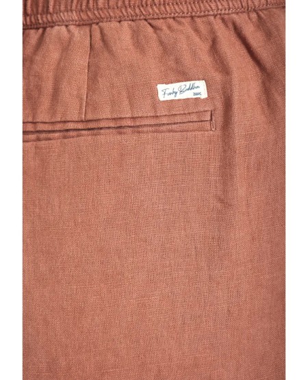 FUNKY BUDDHA Ανδρική λινή chino βερμούδα FBM013-009-03 COPPER BROWN