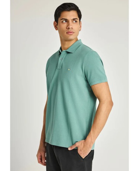 FUNKY BUDDHA Essential μπλούζα πόλο από βαμβάκι FBM013-001-11 GREEN LAKE