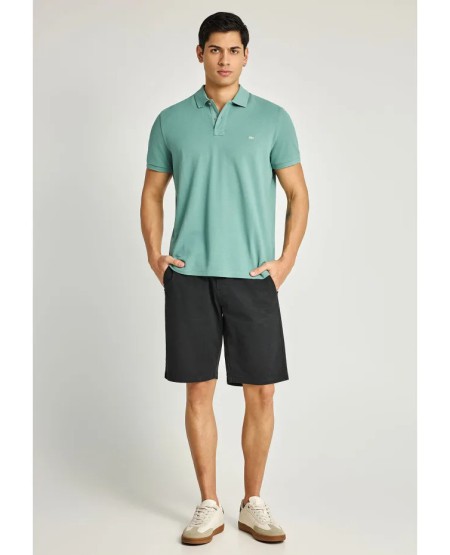 FUNKY BUDDHA Essential μπλούζα πόλο από βαμβάκι FBM013-001-11 GREEN LAKE